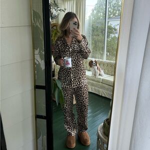 Petite plume Veronica beard leopard silk pajamas